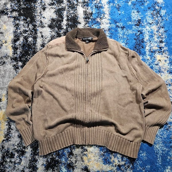 Vintage Solaris Full-Zip Cardigan Sherpa Collar Sweater