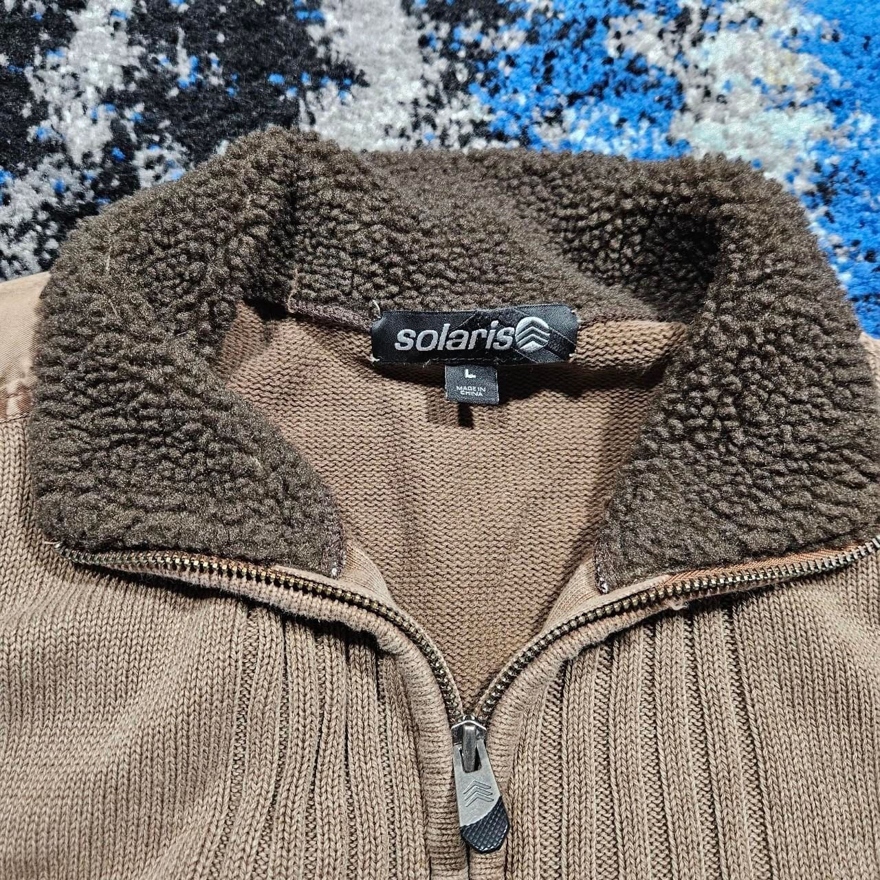 Vintage Solaris Full-Zip Cardigan Sherpa Collar Sweater 2