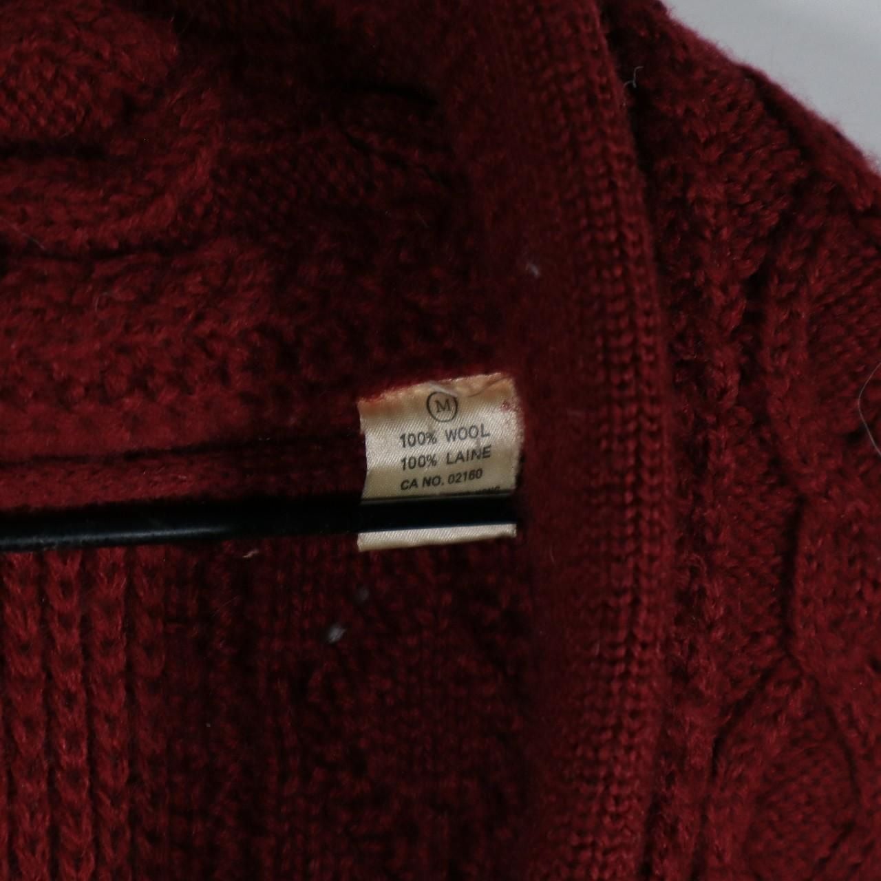 Vintage Burgundy Cable Knit Peplum Wool Cardigan 5