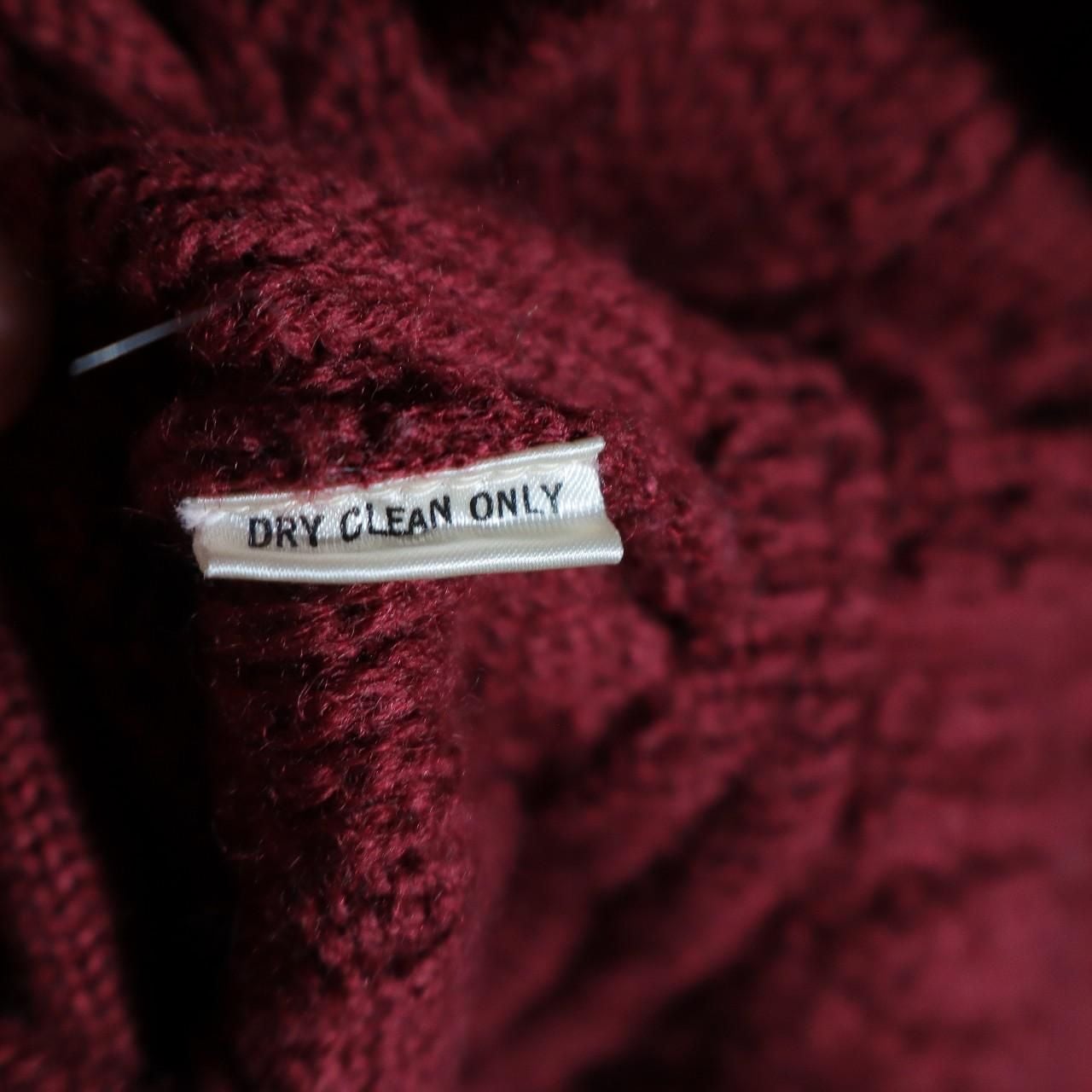 Vintage Burgundy Cable Knit Peplum Wool Cardigan 7
