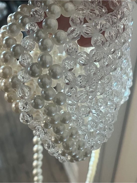 Pearl Beaded Shoulder Bag - White 4