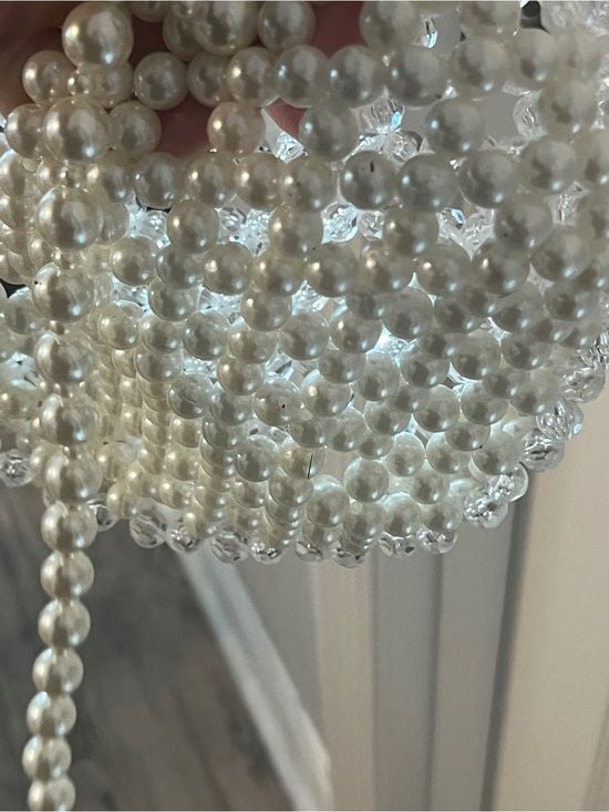 Pearl Beaded Shoulder Bag - White 8