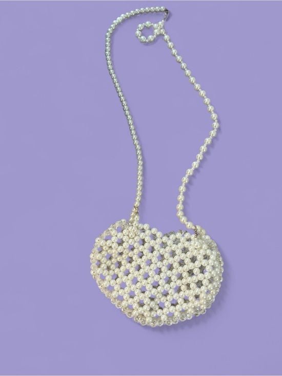 Pearl Beaded Shoulder Bag - White 10