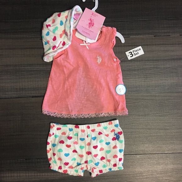 U.S polo Assn. baby girl shorts/Top Set 1