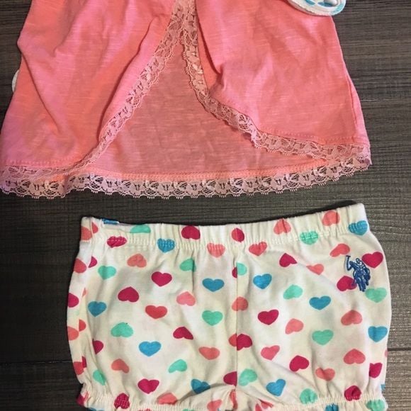 U.S polo Assn. baby girl shorts/Top Set 2