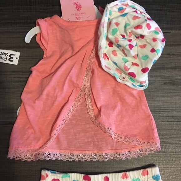 U.S polo Assn. baby girl shorts/Top Set 3