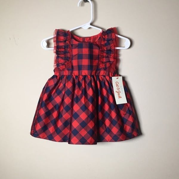 Cat & jack buffalo plaid baby girls dress