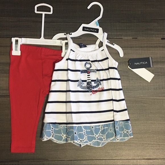Nautical nautical baby girls tank/ leggings set 1