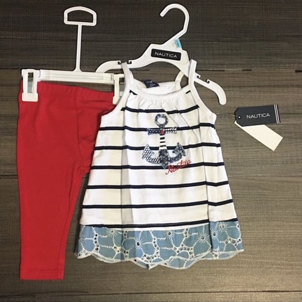 Nautical nautical baby girls tank/ leggings set
