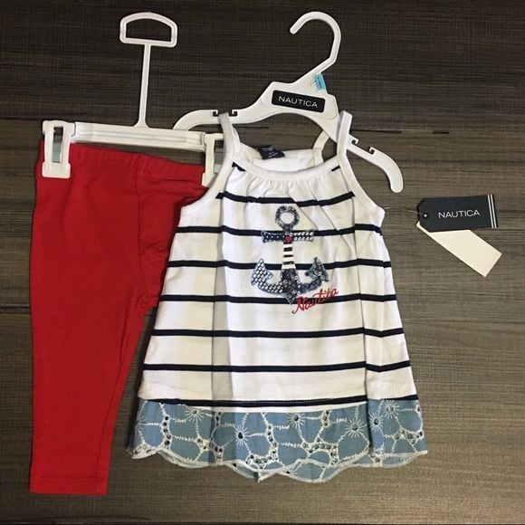 Nautical nautical baby girls tank/ leggings set 2