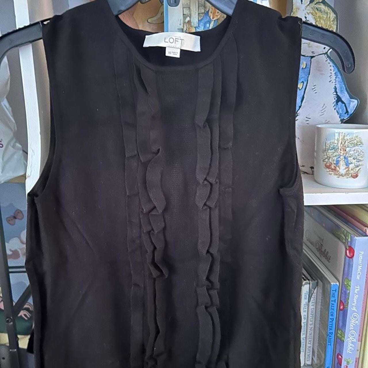 LOFT Black Sleeveless Ruffle Front Blouse 1