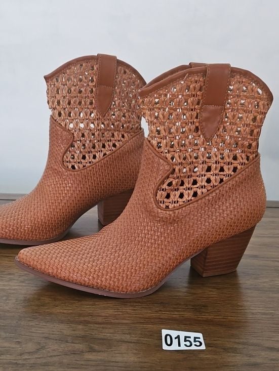 Coconuts by Matisse Woven Western Ankle Boots in Tan 155 2