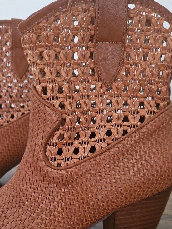 Coconuts by Matisse Woven Western Ankle Boots in Tan 155 3