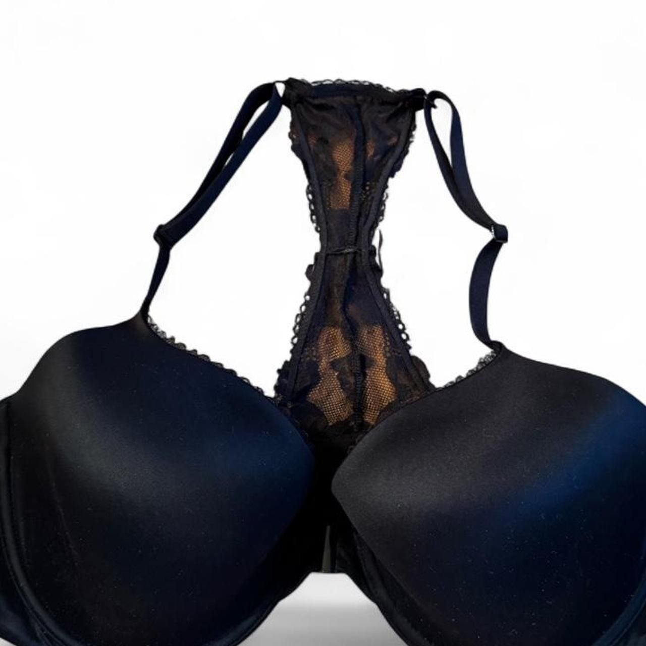 Victoria's Secret Lined Demi Bra 36DD Black Lace Racerback 1
