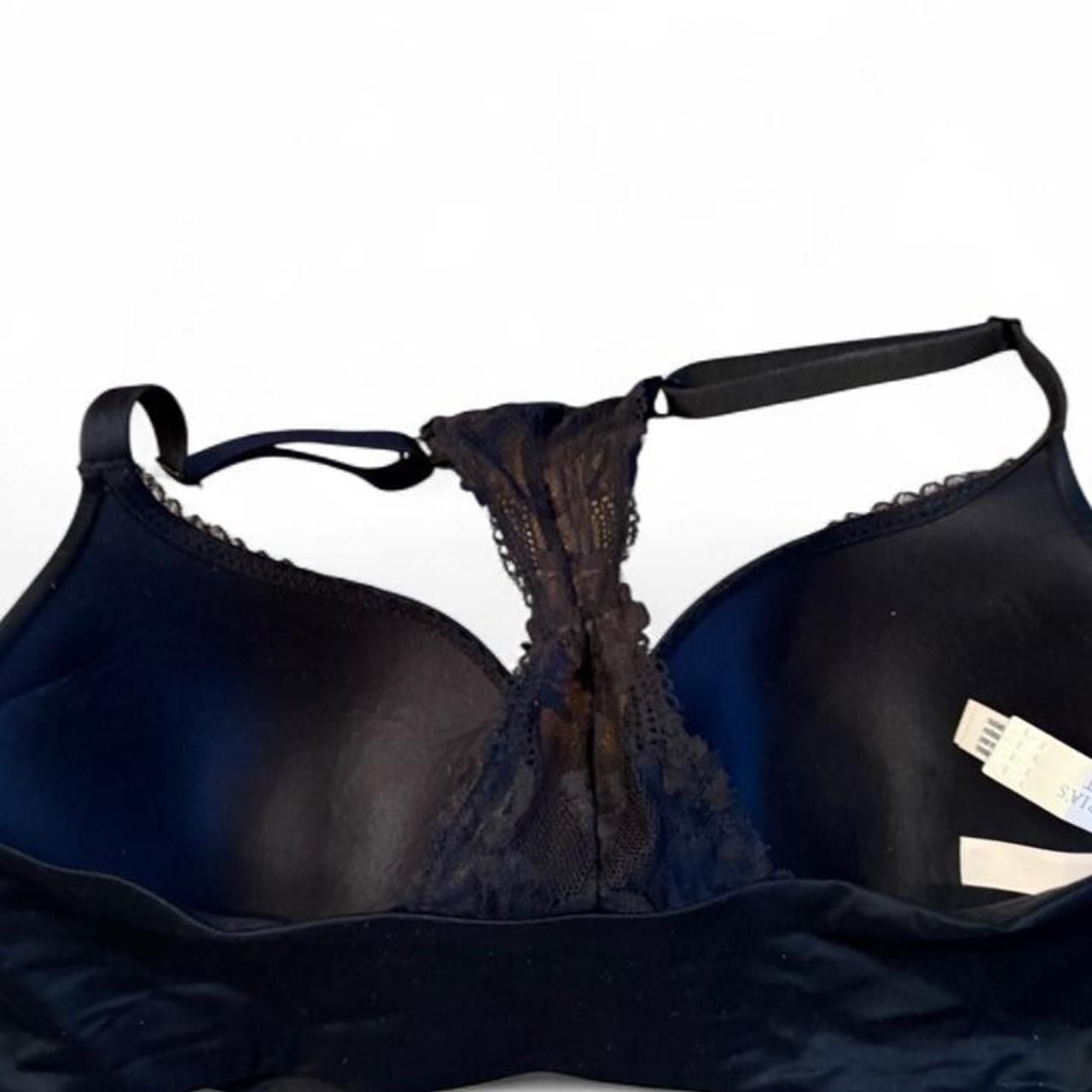 Victoria's Secret Lined Demi Bra 36DD Black Lace Racerback 2