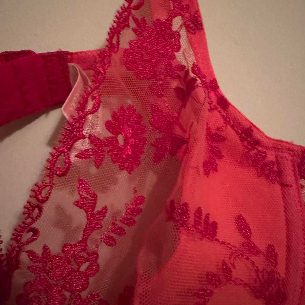 Victoria's Secret Pink Floral Lace Push Up Bra 36C 2