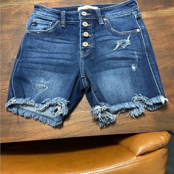 KanCan Dark Blue Distressed Jean Shorts NWOT - Size S 2