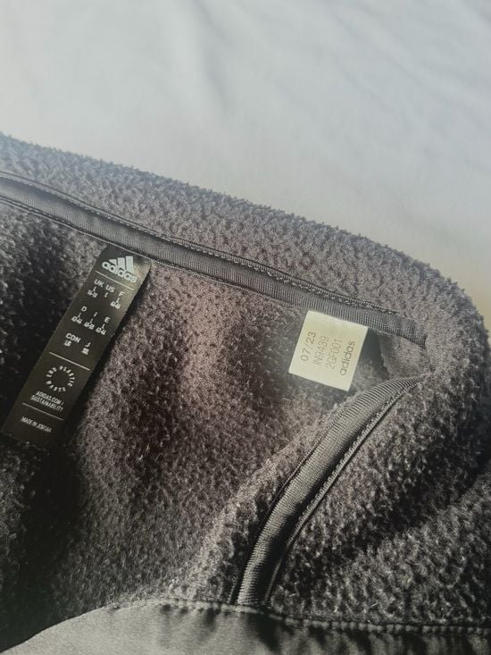 Adidas Cropped Sherpa Fleece Pullover Black Snap Mock Neck — Women's Size Large 7