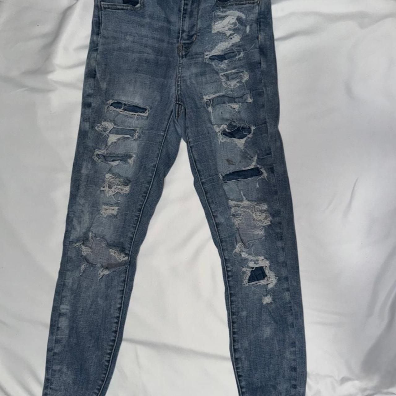 American Eagle Curvy Hi-Rise Jegging Distressed Skinny Jeans Size 4 2