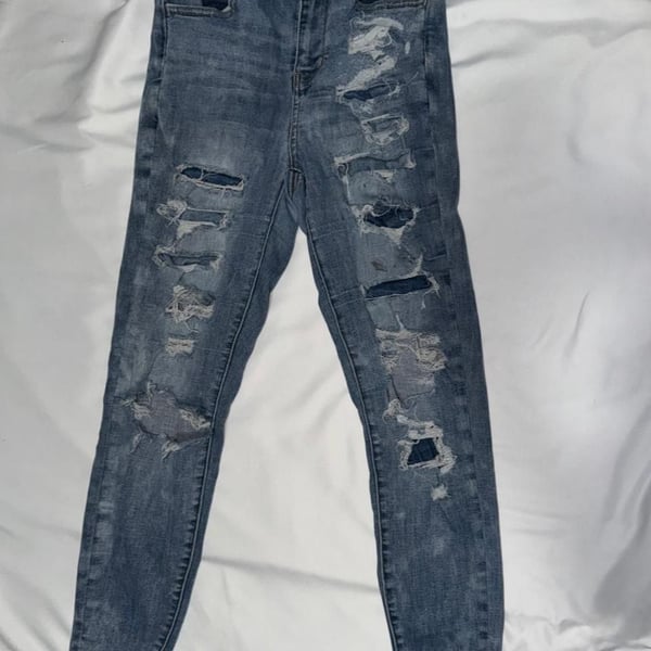American Eagle Curvy Hi-Rise Jegging Distressed Skinny Jeans Size 4