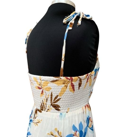 Floral Print Spaghetti Straps Cut Out Front Ruched Bust Tiered Sundress Dress Sm 7