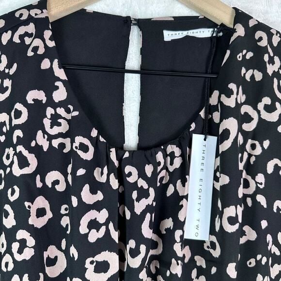 THREE EIGHTY TWO Pink & Black Leopard Long Sleeve Casual Cinched Waist Romper 5