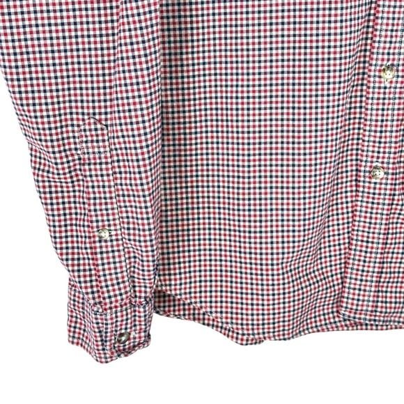 J. Crew Mens Slim Fit Button Down Shirt Long Sleeve Gingham‎ Red Blue Size Large 8