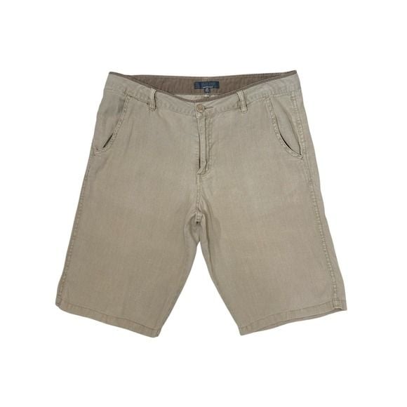 Saks Fifth Avenue GRAY 100% Linen Shorts Mens 34 Beige Quiet Luxury 2