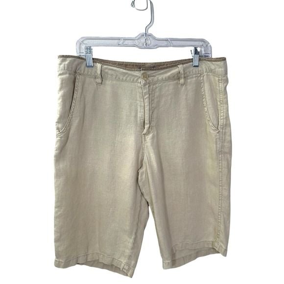Saks Fifth Avenue GRAY 100% Linen Shorts Mens 34 Beige Quiet Luxury 3