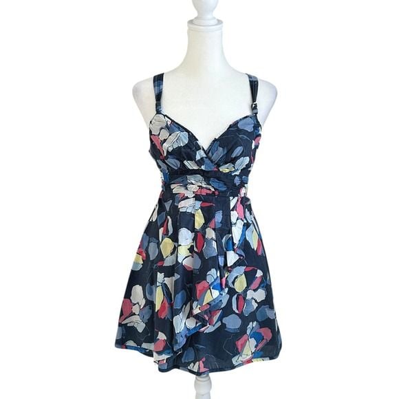 Abercrombie Fitch Floral Print Summer Dress Womens Size Med Smocked Ruffle Skirt 2