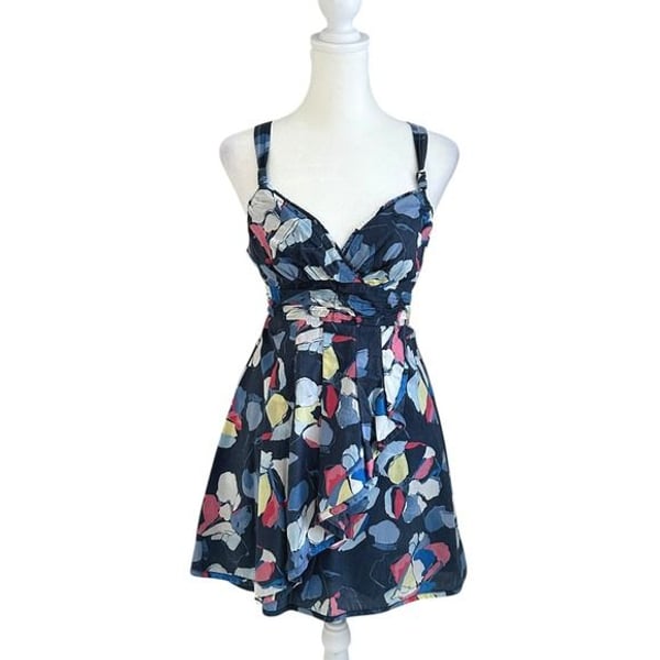 Abercrombie Fitch Floral Print Summer Dress Womens Size Med Smocked Ruffle Skirt