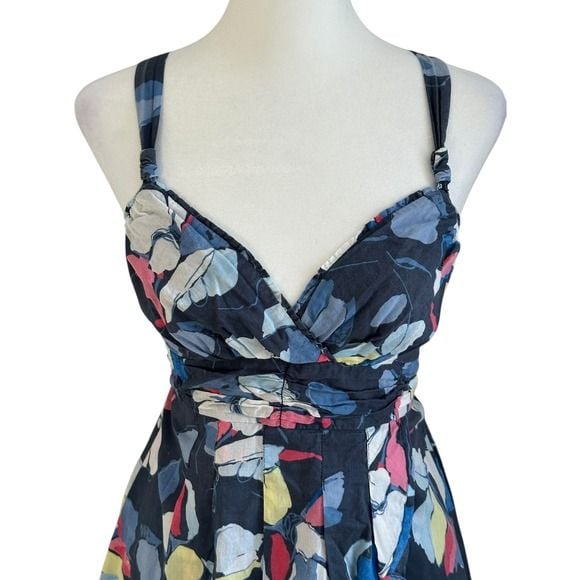 Abercrombie Fitch Floral Print Summer Dress Womens Size Med Smocked Ruffle Skirt 3