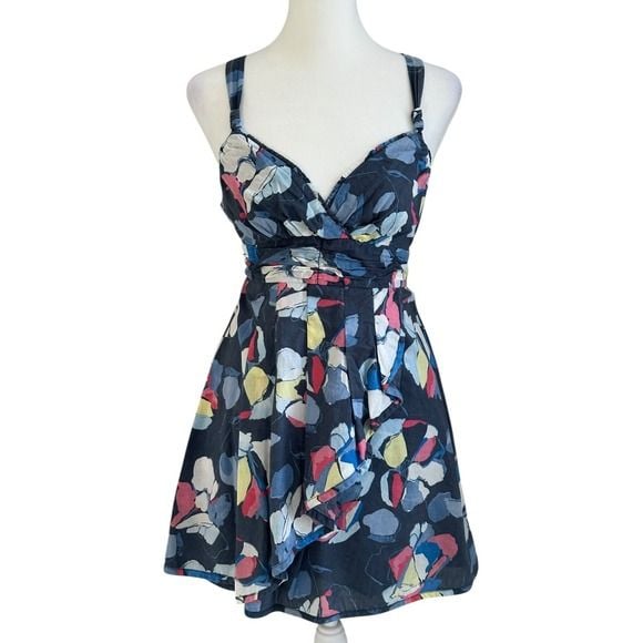 Abercrombie Fitch Floral Print Summer Dress Womens Size Med Smocked Ruffle Skirt 5