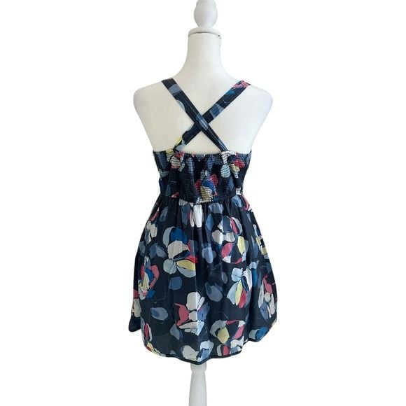 Abercrombie Fitch Floral Print Summer Dress Womens Size Med Smocked Ruffle Skirt 6