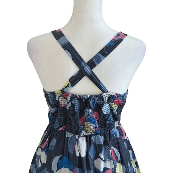Abercrombie Fitch Floral Print Summer Dress Womens Size Med Smocked Ruffle Skirt 7