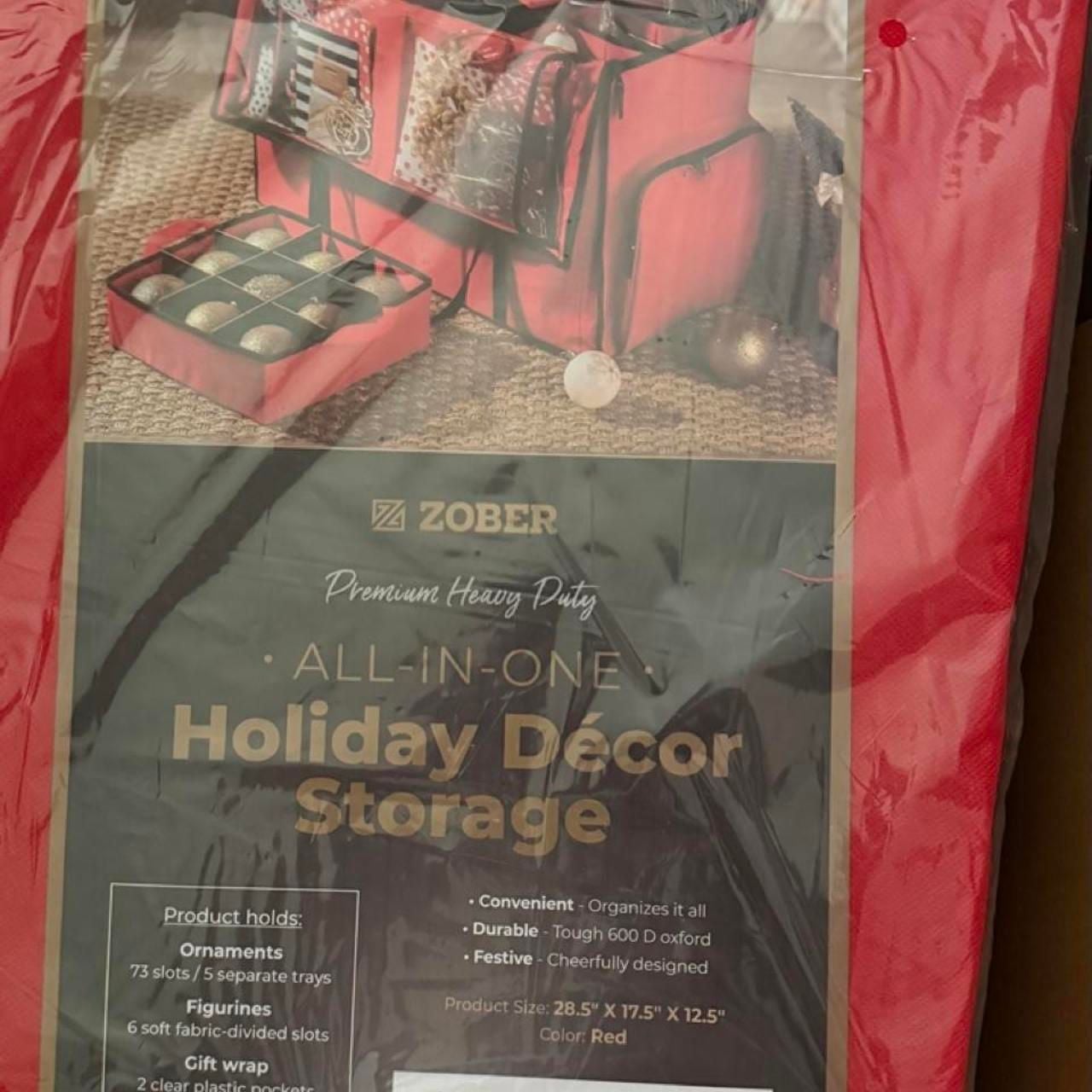 Zober Premium Heavy Duty All-In-One Holiday Decor Storage Organizer Red 1