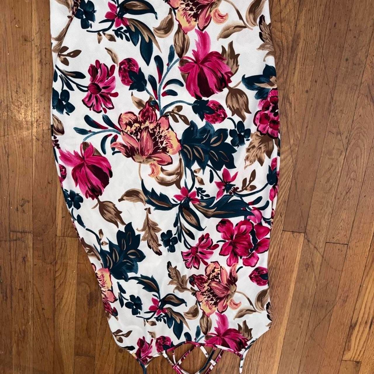 SHEIN Curve Floral Midi Dress 3XL Criss Cross Back 1