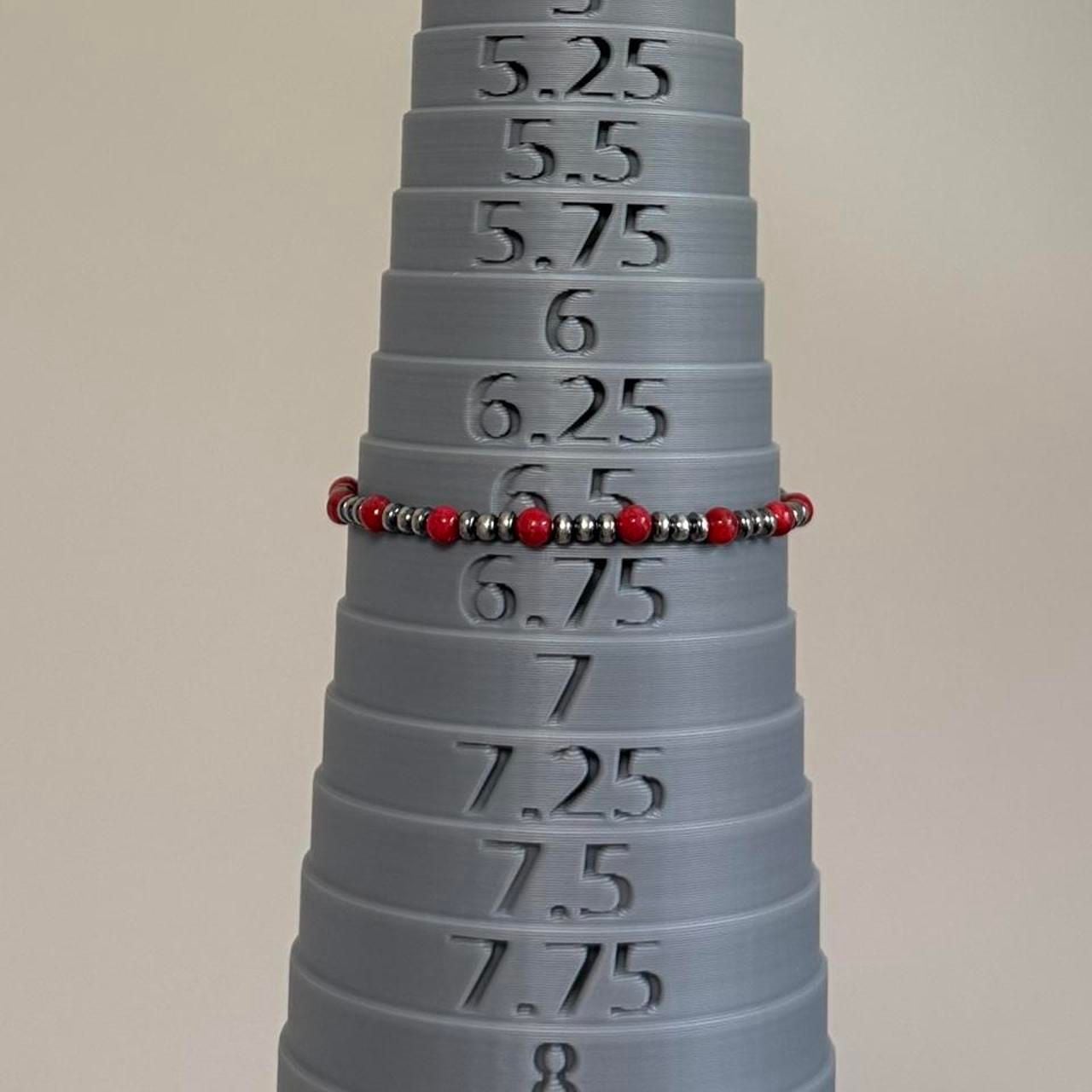 Southwestern Sterling Silver and Red Coral Beaded Stretchy Bracelet 4