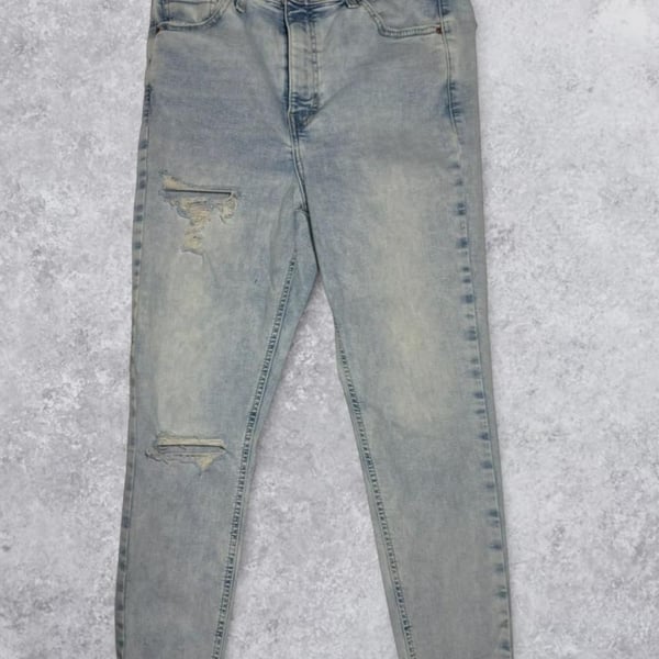 Topshop Jamie Distressed Light Wash Skinny Jeans