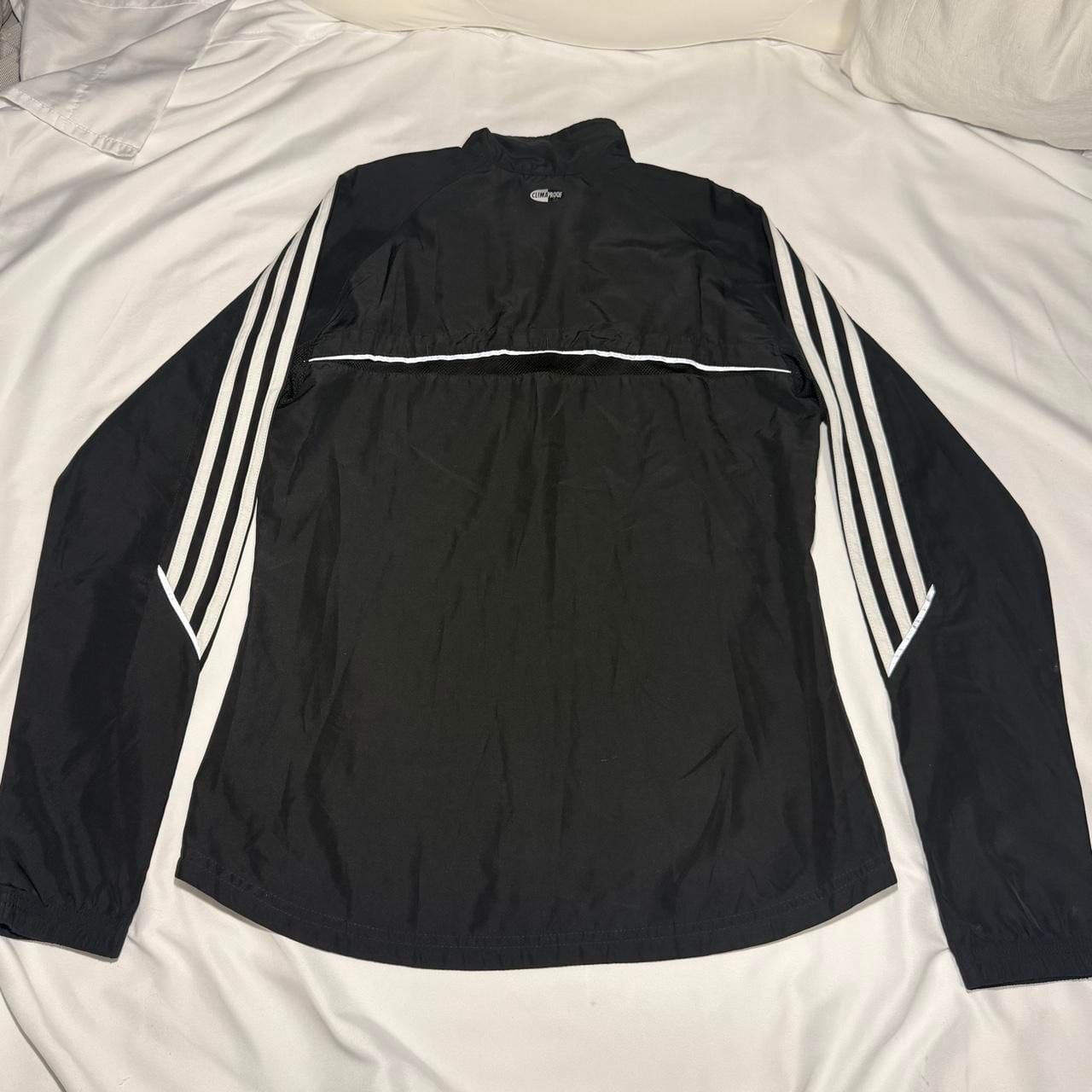 Adidas ClimaProof Black Three Stripe Athletic Windbreaker Jacket 3