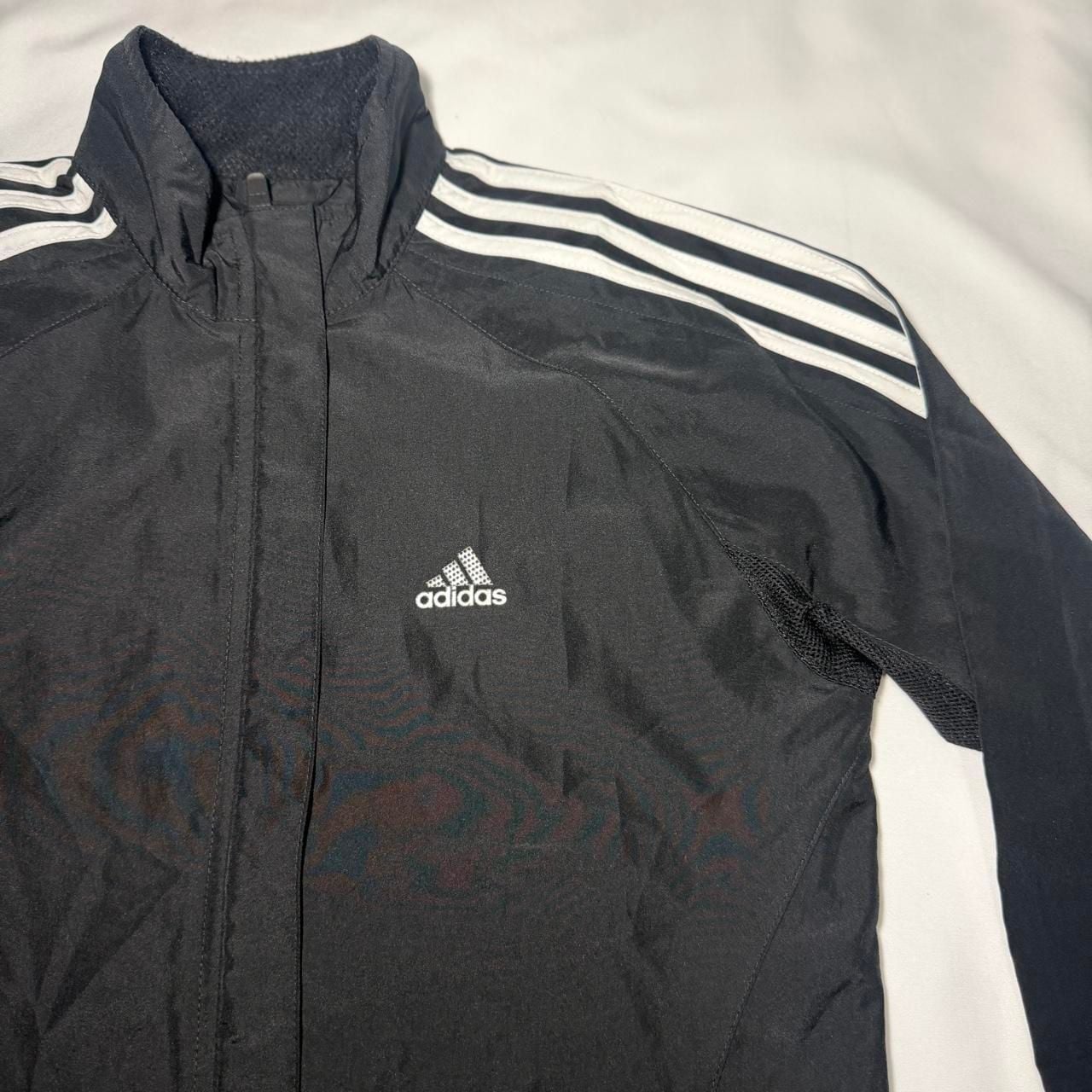 Adidas ClimaProof Black Three Stripe Athletic Windbreaker Jacket 4