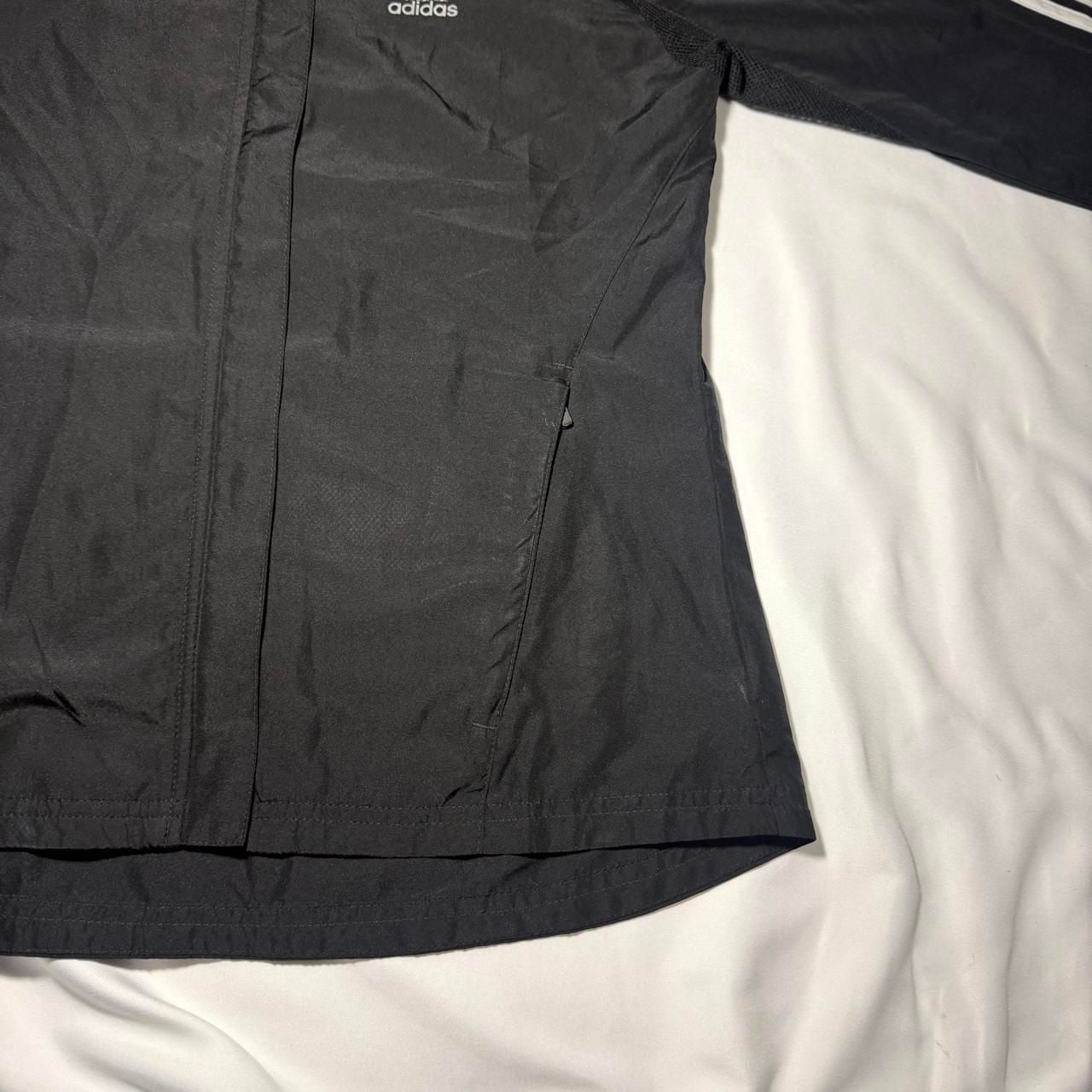 Adidas ClimaProof Black Three Stripe Athletic Windbreaker Jacket 5