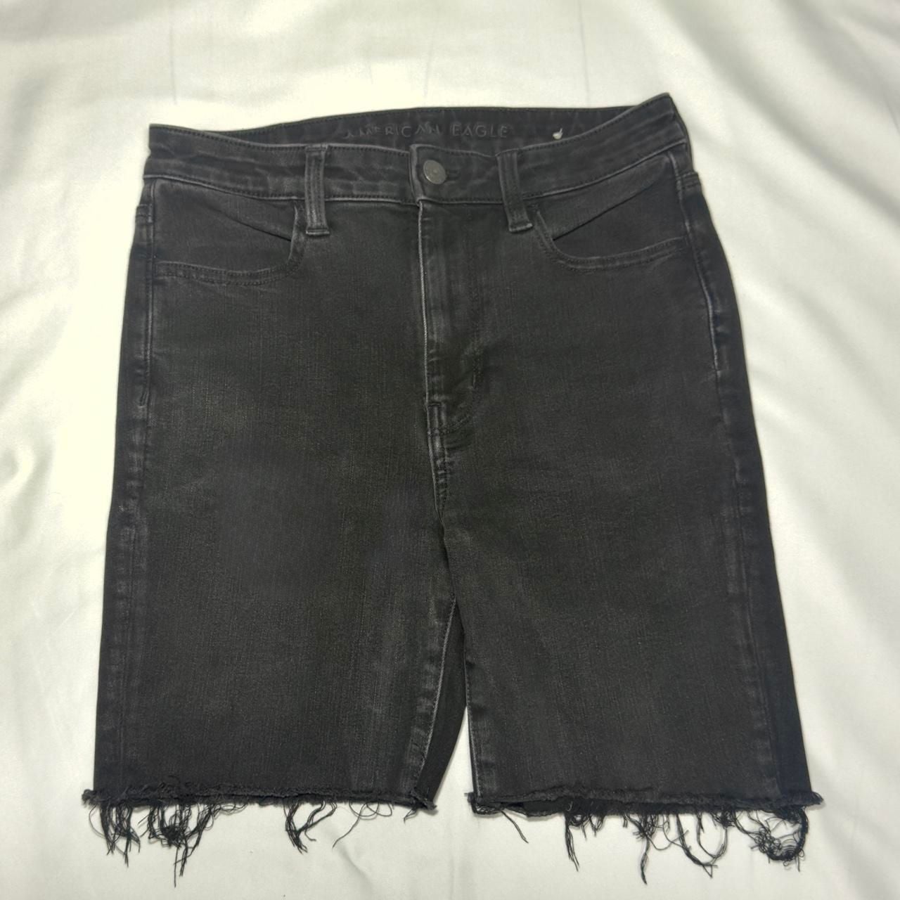 American Eagle Super Hi-Rise Jegging Black Denim Shorts 2
