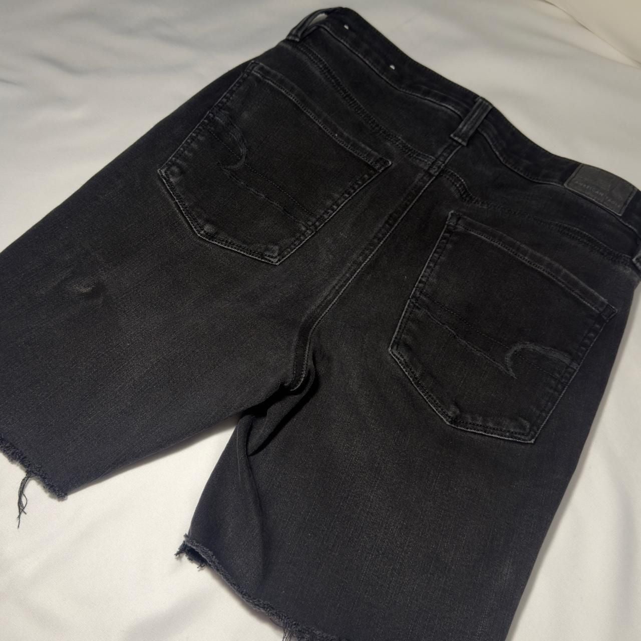 American Eagle Super Hi-Rise Jegging Black Denim Shorts 4
