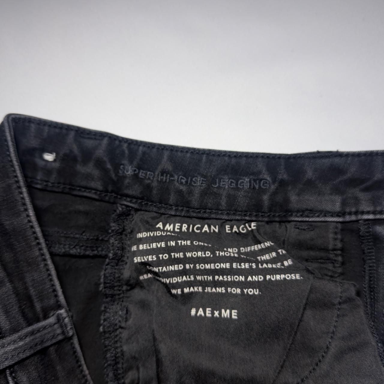American Eagle Super Hi-Rise Jegging Black Denim Shorts 6