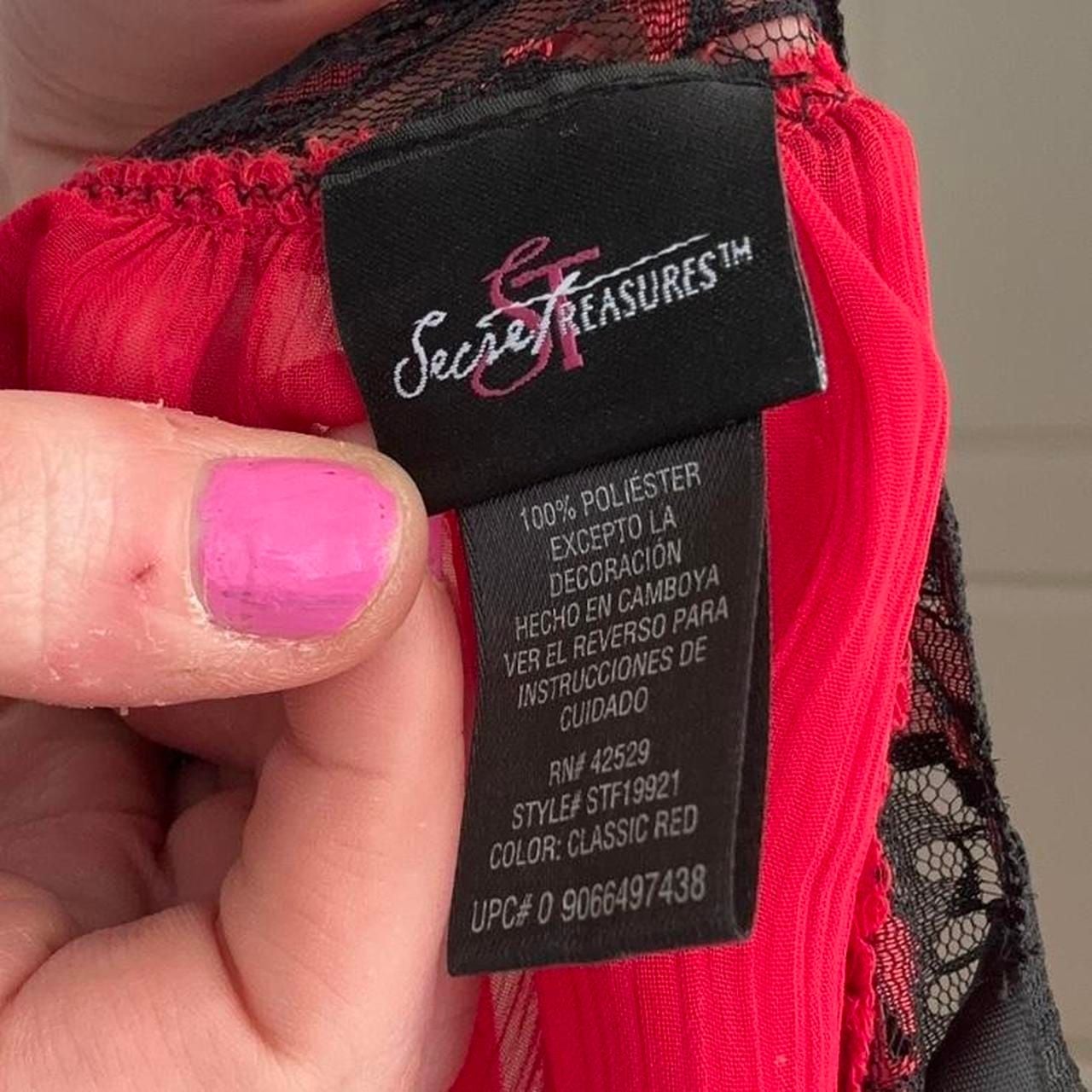 Vintage Sheer Red Babydoll Slip Dress with Black Lace Trim 7