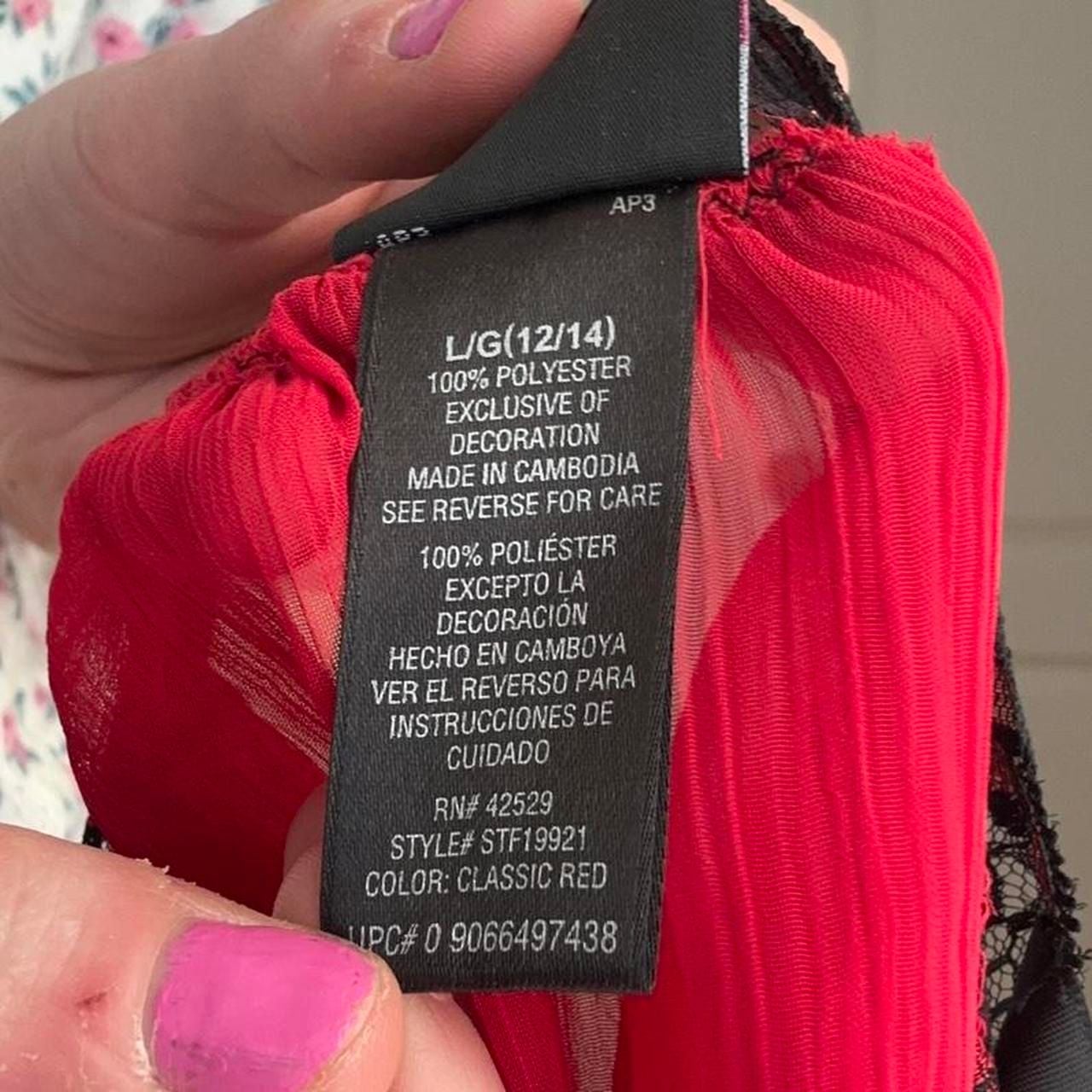 Vintage Sheer Red Babydoll Slip Dress with Black Lace Trim 8