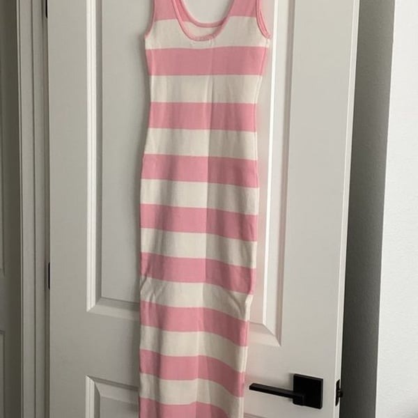 Active USA Pink and White Striped Tank Dress ~ NWT - Size M