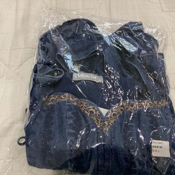 Ruffled Navy Corset Tank Top Embroidered Sweetheart Neckline - Size M - NWT 5