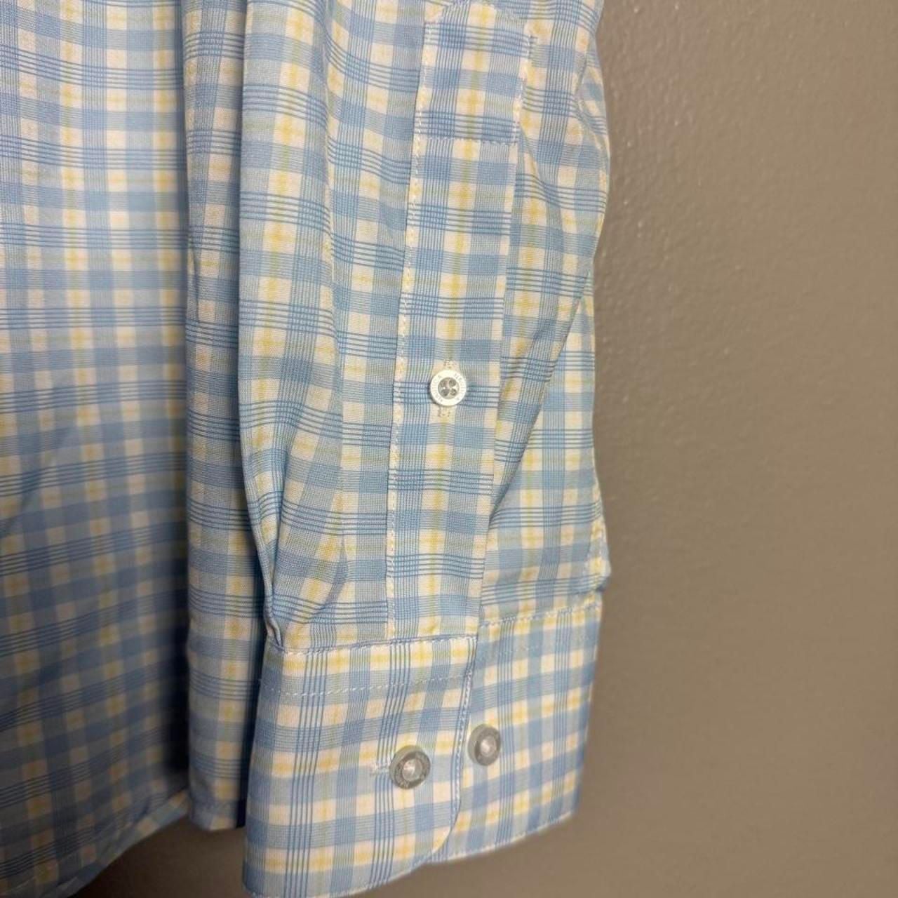 Nautica Men’s Performance Plaid Button Down Shirt Blue Yellow Slim Fit 5